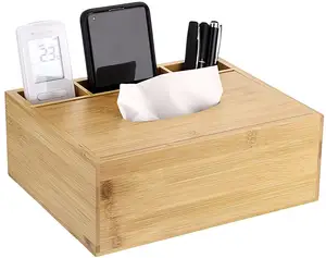 Home Restaurant scatola di fazzoletti di legno coperchio di bambù portafazzoletti con scomparti Organizer