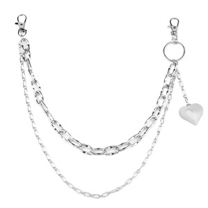 Chaîne de taille Yueli à double couche avec pendentif cœur, chaîne de pantalon décorative en métal punk, alliage de zinc, usage quotidien - Product Image 5