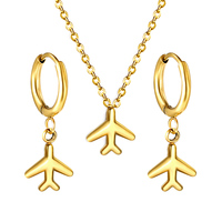 Ensemble pour filles en acier inoxydable italien plaqué or 18 carats, design brésilien, zircon - Collier et boucles d'oreilles de haute qualité, tendance