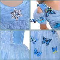 Nouvelle élégante danse fête fille robe princesse robe de mariée couleur bleue costume d'anniversaire avec décoration de papillons