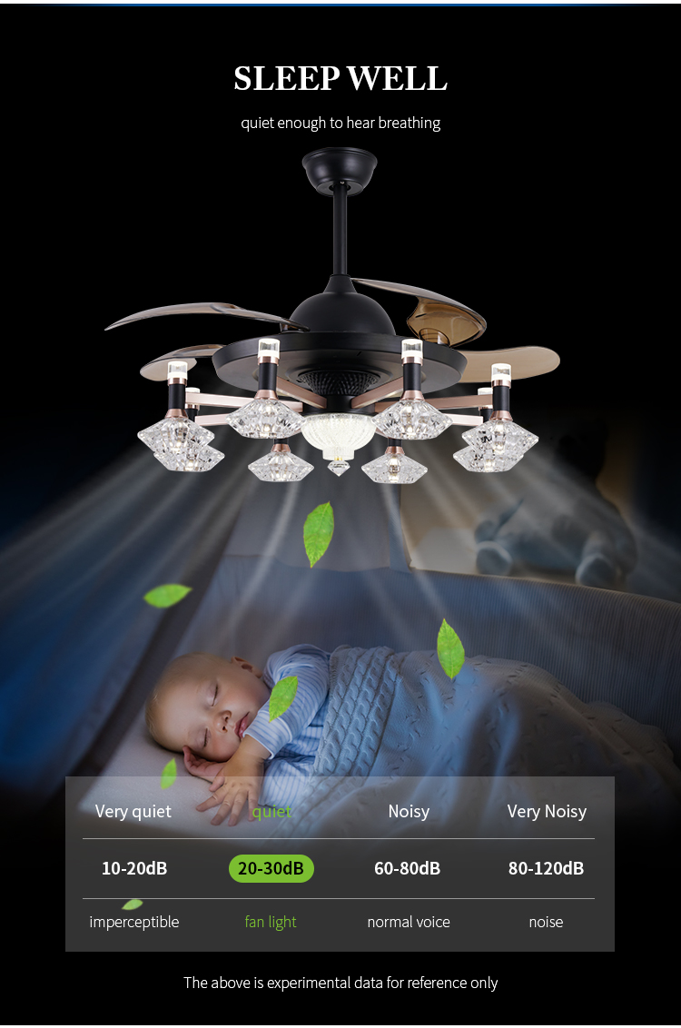 Breezelux modern Three Color Changing 42 Inch Led Light Chandelier Ceiling Fan Light For Restaurant