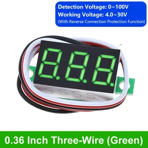 0,36 pulgadas 2/3 cable 0,36 ''DC 4,5-30V Pantalla de 3 dígitos voltímetro Mini LED Panel Digital medidor de voltaje instrumento rojo/azul/verde