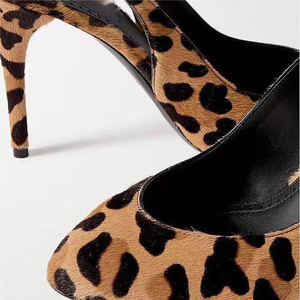 Summer Back Cut Out Women Leopard Print Shoes High <b>Heels</b> Dress Sandals Outdoor Party Ankle Strap <b>Round</b> <b>Toe</b> Pumps - Product Image 2