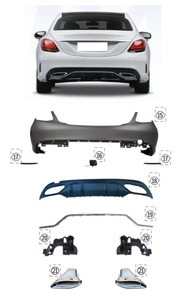 Grille sportive HOT complète, pare-chocs avant/arrière, kits de carrosserie en plastique ABS pour <span class=keywords><strong>Mercedes</strong></span> <span class=keywords><strong>Benz</strong></span> Classe C W205 2019-2021 2058802305 - Product Image 3