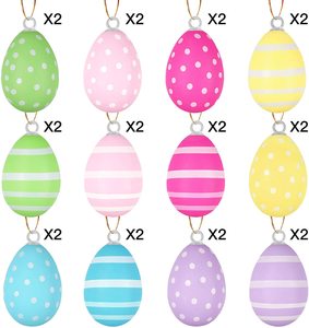 Xieli <strong>Easter</strong> <strong>Decorations</strong> Colorful Plastic <strong>Egg</strong> with Dots and Stripes Hanging Ornaments <strong>Easter</strong> Party Favors - Product Image 3