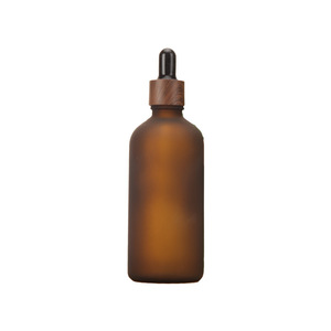 5ml 10ml 15ml 20ml 30ml 50ml <strong>Glass</strong> Frosted <strong>Amber</strong> Essential Oil Eye Liquid <strong>Bottle</strong> with Dark Brown Wood Grain Dropper Cap - Product Image 2