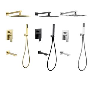 Conjunto de ducha empotrado en la pared, cabezal de ducha cuadrado tipo lluvia, prevención de corrosión para hoteles y casas de huéspedes - Product Image 1