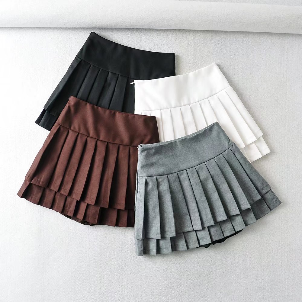 theredthered S layered pleats skirt グレー THEREDTHREAD / ザレッドスレッド】S layered pleats skirt