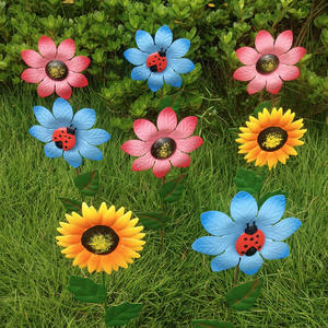 Ornements de jardin en fer métallique ornements de <span class=keywords><strong>moulin</strong></span> à <span class=keywords><strong>vent</strong></span> de tournesol décoration de maison de jardin extérieure - Product Image 2