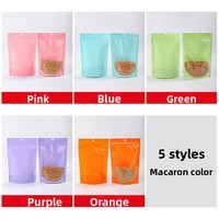 Sacs en Mylar transparents avec fermeture éclair, personnalisables, un côté transparent, dos rose, pour le stockage des aliments, sacs debout avec fermeture éclair