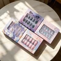Boîte d'emballage vide en carton pour faux ongles avec logo personnalisé, plateau blister et fenêtre transparente pour ongles à presser