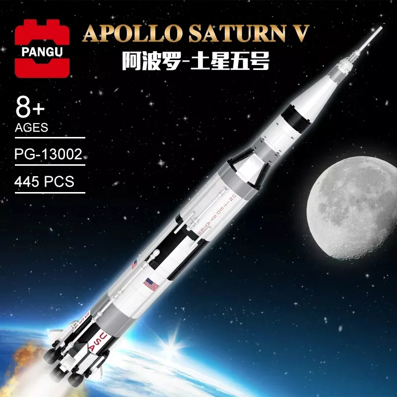 USA Rocket NASA Saturn V Apollo Model 1800 + Buah Blok Bangunan Bata Mainan Pendidikan Hadiah