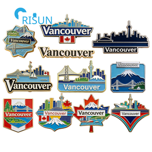 Cadeau souvenir personnalisé Canada Drapeau canadien Vancouver Aimant de réfrigérateur Épingle de revers Badge Broche Épingle <span class=keywords><strong>en</strong></span> émail personnalisée Vancouver - Product Image 1