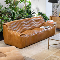 GEDO American Retro Vintage Style Schnitts ofa Leder Karamell Farbe Öl Wachs Schwamm gefüllt Wohnzimmer Modular Sofa Set