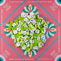 Tuiles de Mahjong en mélamine 32 mm, 160 pièces, 4 couches, gravées vert citron, de luxe, avec tapis pour club social