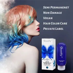 Gouallty Private Label Hoge Kwaliteit Vloeibare Blauwe Tijdelijke Haarkleur Demi Semi-Permanente Haarverf Kleurcrème Voor Blond Haar