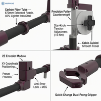 Bras de couple en fibre de carbone FC-015-2E 15 Nm, portée longue 670 mm, encodeur 2E, support d'assemblage ultra-léger, tournevis inclus |   40% plus léger