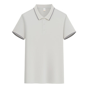 Polo promotionnel uni en fibre de polyester avec bordure contrastante, vêtements de travail pour hommes, usage quotidien, logo personnalisable - Product Image 3