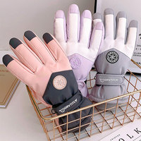 Gants de ski d'hiver imperméables coupe-vent à 3 doigts compatibles écran tactile doublés polaire chauds pour la neige et le cyclisme réglables pour hommes et femmes en plein air