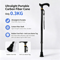 Canne légère en fibre de carbone anti-chute avec patin antidérapant, conception télescopique, hauteur réglable, capacité de charge de 250 lb