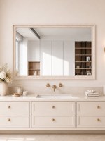 Miroir de salle de bain rectangulaire en bois de noyer à suspendre pour salle de bain principale, salle de bain d'invités, style ferme, vente en gros