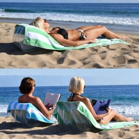 Chaise de plage gonflable d'extérieur avec dossier inclinable et coussin, pour la détente, type chaise longue et tapis de relaxation