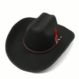 Sombreros de Vaquero Estilo Tibetano con Plumas y Borde Rizado de 9.5cm, Venta al Por Mayor - Product Image 3