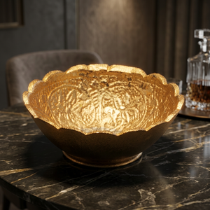 Flower Shaped Gold Engraved Metal <b>Bowl</b> Handmade Traditional <b>Chinese</b> Decorative Plate Plant Pattern Dishes & Plates - Product Image 6