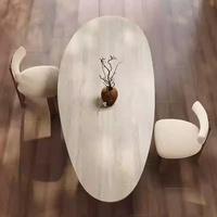 Table à manger en dalle de roche en forme de goutte de pierre de grotte blanche de riz de style médiéval français, table à manger pour la maison du designer