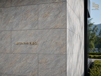 Panel Batu Fleksibel Tekstur 3D MCM Abu-abu Rust Slate Ultra-Tipis Ringan untuk Dekorasi Dinding Lengkung Interior Eksterior
