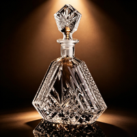 Bouteille de whisky classique en cristal à bord doré, carafe à liqueur de forme irrégulière pour vin et bourbon, en verre, vente en gros