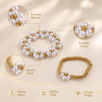 Ensemble de bagues extensibles en acier inoxydable plaqué or 18 carats avec perles, empilables, pour bijoux de mode – Vente chaude