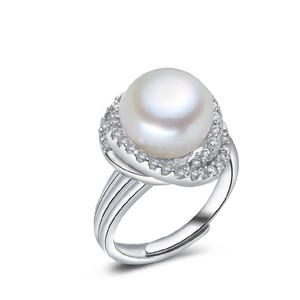 Bague en argent S925 avec perle de 11-12 mm, motif nid d'oiseau, réglable, tendance, atmosphérique, grande incrustation de zircon, technologie d'incrustation dense à griffes - Product Image 5