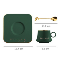 TOMAS, la dernière conception, tasse à café latte en céramique avec bord doré et poignée ronde, avec soucoupe carrée/