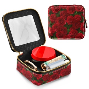 Bolsa de Maquillaje Transparente de Viaje con Diseño Hawaiano de Puakenikeni y Rosas Rojas - Product Image 3