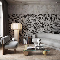 Papier Peint Moderne Minimaliste Noir et Blanc Abstrait Sans Raccords, Tissu Imperméable Anti-Moisissure, Garantie 1 An, Pour Salon, Canapé et Télévision