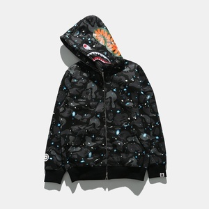 Produits de dropshipping 2026 : Sweat à capuche zippé Bapees Camouflage Shark, 100% coton respirant en molleton bouclette, haut unisexe streetwear - Product Image 3
