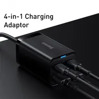 Baseus 65W GaN Chargeur de bureau Chargeur rapide 4 en 1 Chargeur de téléphone portable Adaptateur pour iPhone 15 14 13 Pro Max Xiaomi Samsung