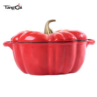 Pot en fonte émaillé antiadhésif en forme de citrouille, directement de l'usine, pour ragoûts et soupes, petit ustensile de cuisson en forme de citrouille