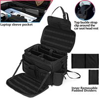 Organisateur de siège avant de voiture tactique de sécurité, fabriqué dans une usine certifiée BSCI, sac de rangement prêt pour la patrouille avec pochette pour ordinateur portable de 15,6 pouces, porte-gobelets