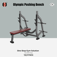 Station de musculation avec banc plat rembourré et double support pour haltères, cadre en acier renforcé, équipement de salle de sport commercial, modèle L1040, unisexe, YJCJ