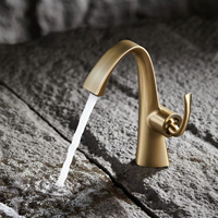 Grifo de Baño de Latón de Lujo con una Sola Manija, Núcleo de Válvula de Cerámica, Instalación Moderna de un Solo Orificio para Hotel o Residencia