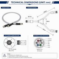 Cable Divisor en Y de M12 a M8, Conector Macho-Hembra de 2, 3, 4, 5, 6, 8, 12, 17 Pines, Extensión de Señal y Alimentación Industrial a Prueba de Agua