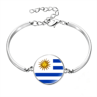 Bracelet personnalisé avec cabochon drapeau national espagnol, bracelet en métal avec pierre précieuse pour les fans de la Coupe du Monde de football et souvenirs