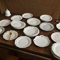 Assiette en céramique vintage de style français, blanche pure, à bordure dentelée, résistante au micro-ondes, fabriquée en Chine, assiette à dessert, vaisselle haut de gamme