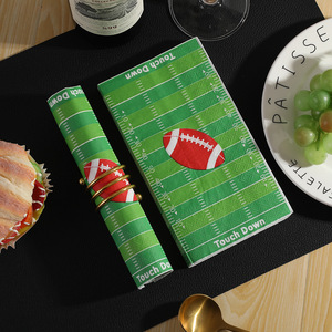 Rugby Ball Print Paper Napkins 330mmx400mm 20 Sheets Per Pack For Themed Party Disposable Tableware - Product Image 4