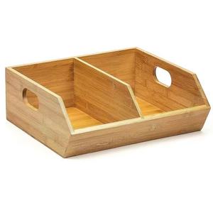Bamboo Storage Box Two Compartment Desktop Organizer With Handle <b>Spice</b> <b>Jar</b> - Product Image 1
