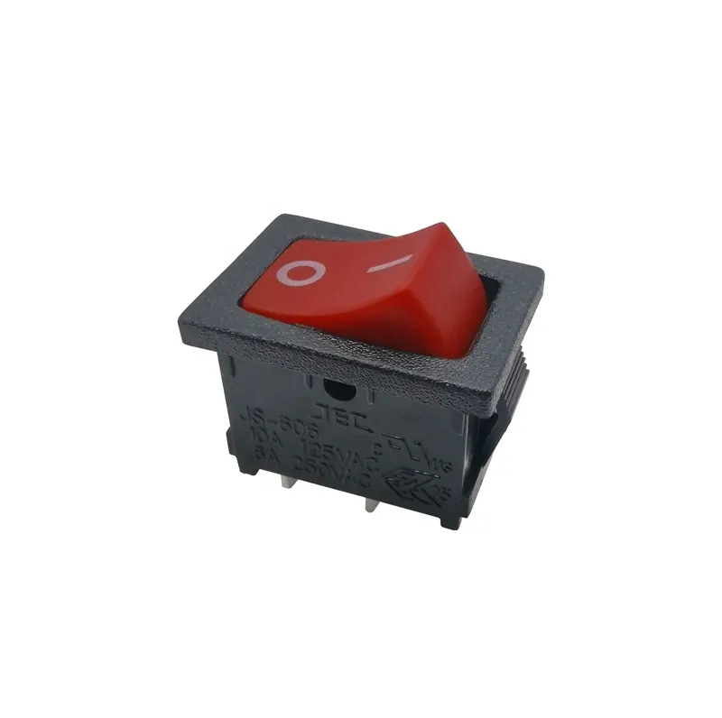 JEC JS-606A-Q-RB-3H 6A 250V 10A 125V pulsante rosso quadrato unipolare doppio interruttore a bilanciere da 30 amp