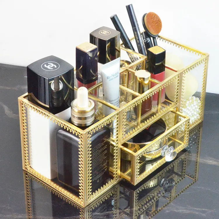 Caja de almacenamiento de maquillaje transparente, organizador de cosméticos de belleza