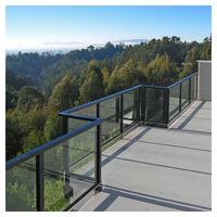 Système de garde-corps en verre résistant à la rouille et aux intempéries Prima PR Commercial pour escalier extérieur moderne, en alliage d'aluminium avec profilé en U